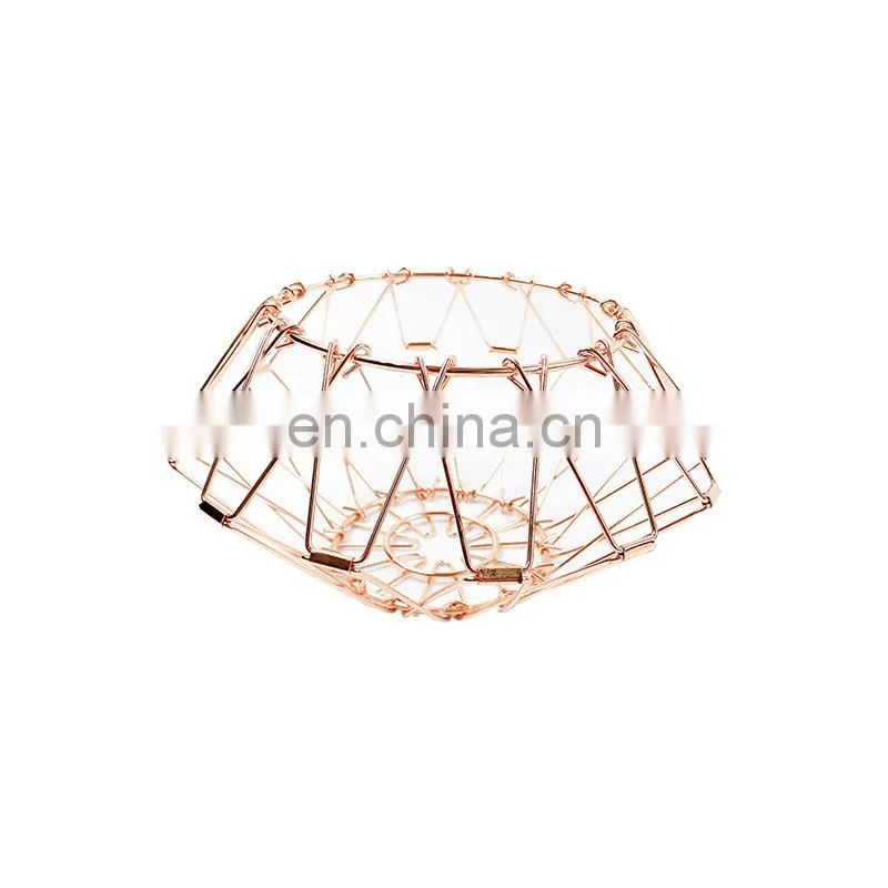 Home Modern Kitchen Basket Round Iron Wire Storage Food Organization Holder Metal Fruit Mesh Basket