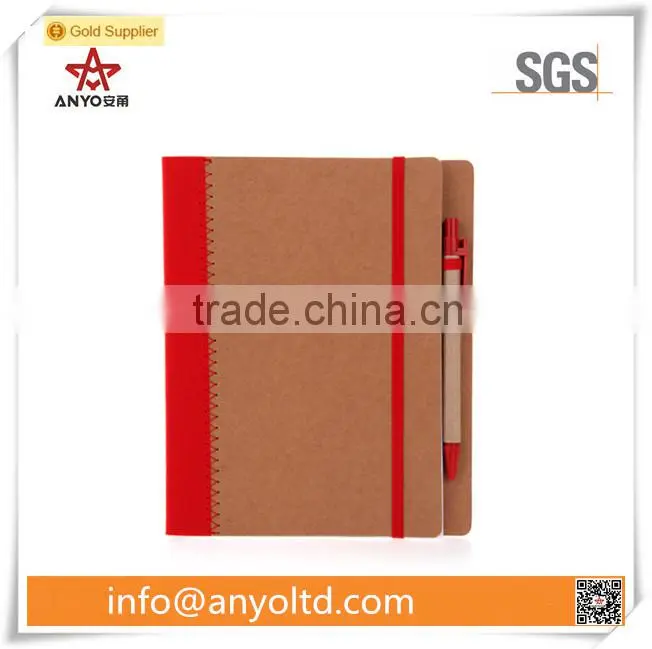 With recycled paper pen school notebook