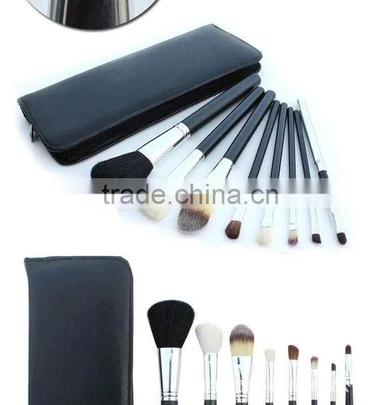8pcs wood handle makeup brush kit with makeup brush bag