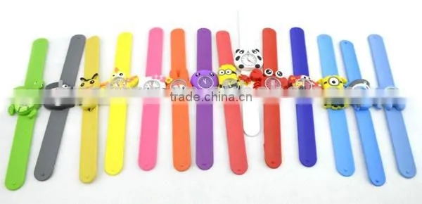 cute little yellow duck slap watch glass face quartz movt silicone stainless watch