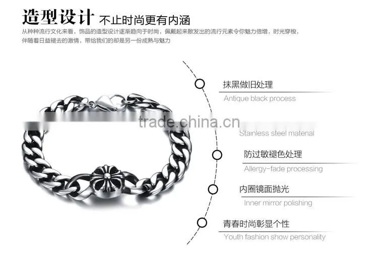 Fashionable stainless sterling steel man bracelets plain titanium steel designer heavy bangles