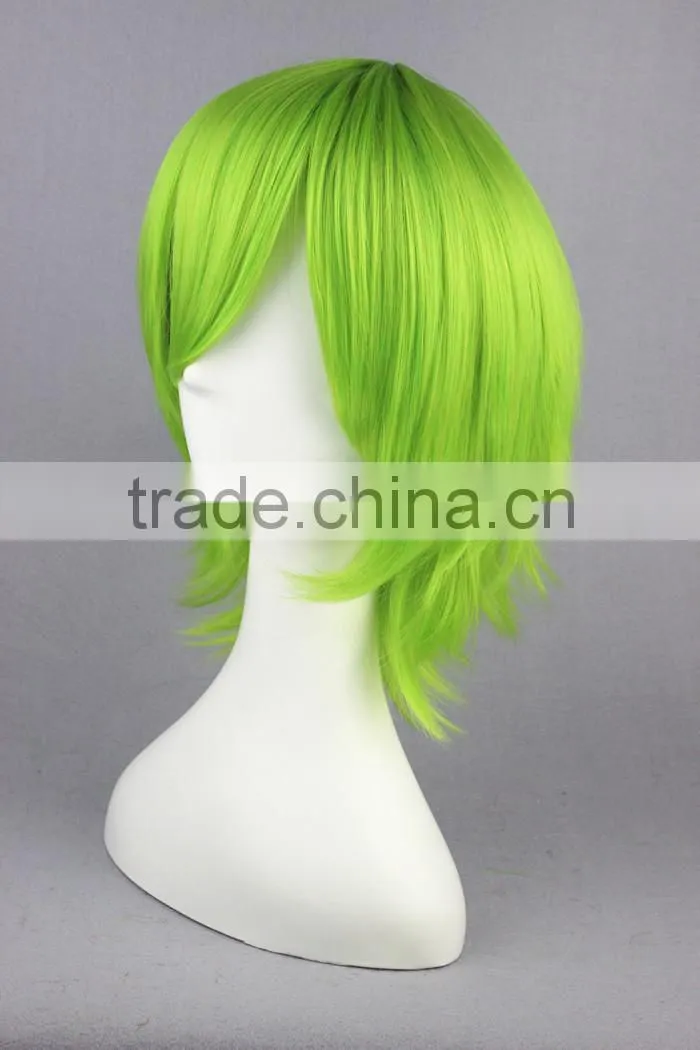 High Quality 35cm Short Straight GUN DAM Ribbons Almark Light Green wig Cosplay Synthetic Anime Wig Cosplay Hair Wigs