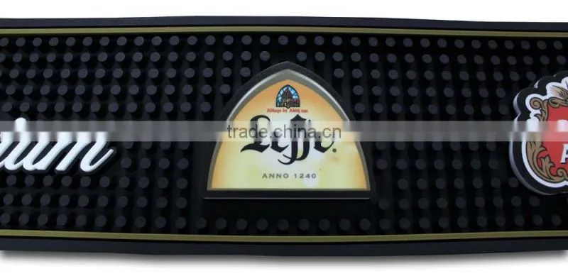 3D custom emdossed logo soft pvc bar runner/bar drink rail mat