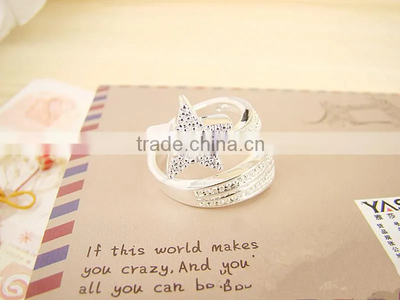New Arrival Unisex Korea Jewelry Copper Plated With Silver Shape Star Series Ring With High Quality