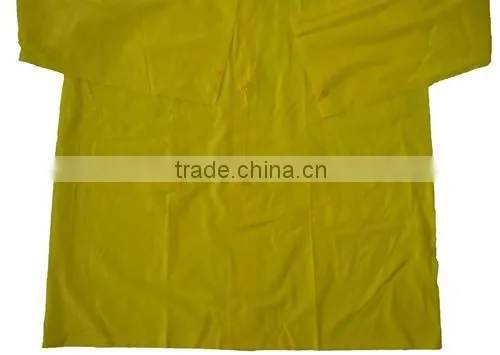 Heat seal yellow pvc rain coat, pvc rainwear for mens