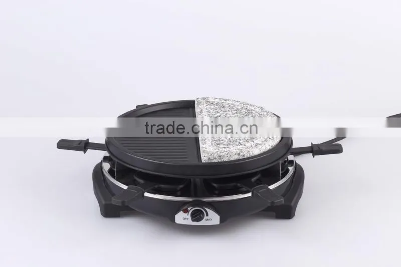 900W Raclette Grill With Temperature Thermostate For 6 Persons RG-206 WITH Stone Plate