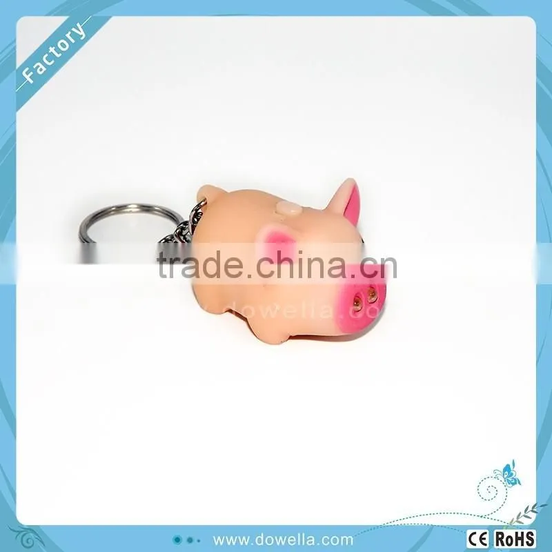 wholesale lovely design 3D pink pig shaped rubber/ soft PVC keychain