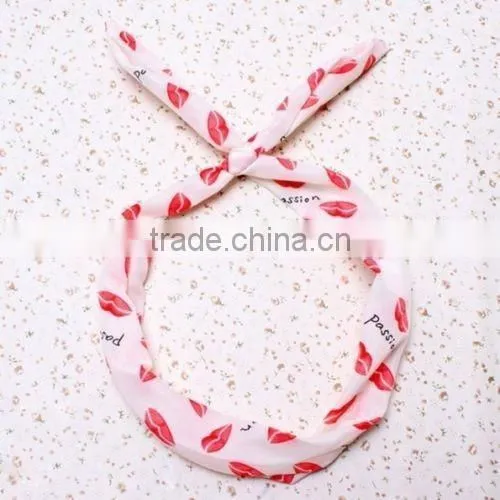 HOT 1 PC Lovely Kids Girls Lady Bow Headwear Hair Bands Hoop Rabbit Ear Wrapped Headband Party Wire Scarf Hair Accessories