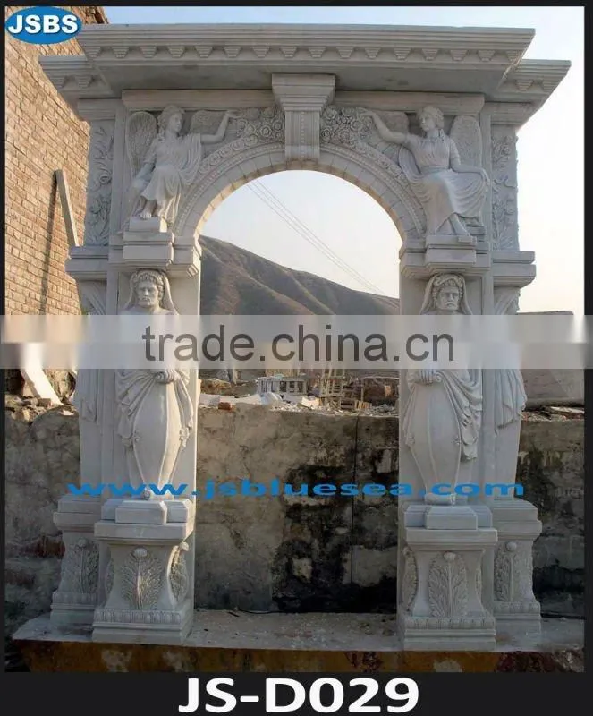 Carving marble door entrance with girl statue