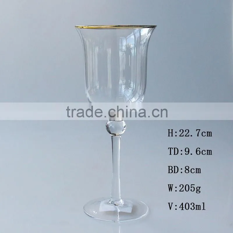 Customized size clear gold rim wine glass set high quality Dubai luxury glass set promotion