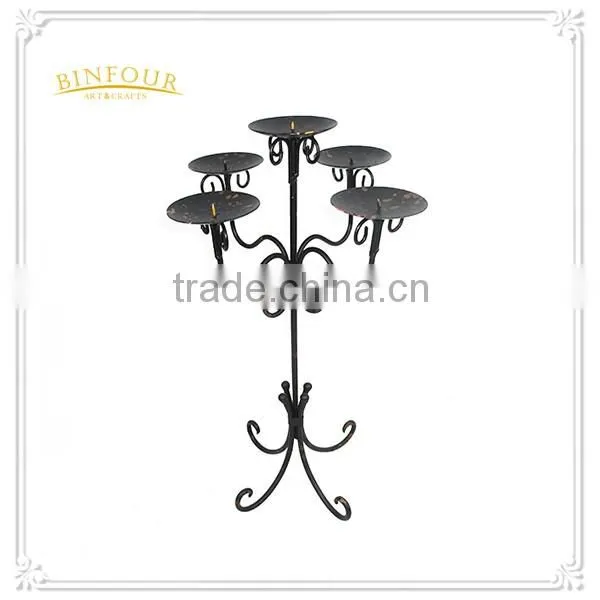 5 tier wedding decor metal black candle holder