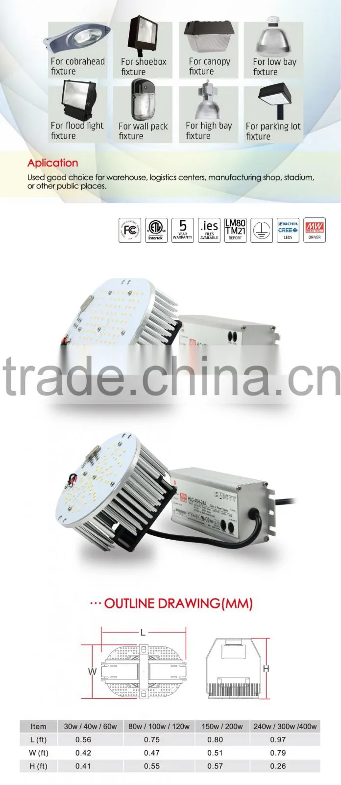 LED retrofit kits, 240w aluminum led street light
