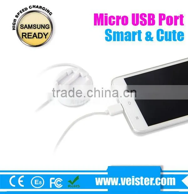 white color Charging usb date cable reel retractable USB Micro cable for Samsung Sync