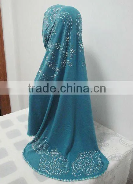 H123 new design one piece muslim hijab with rhinesones
