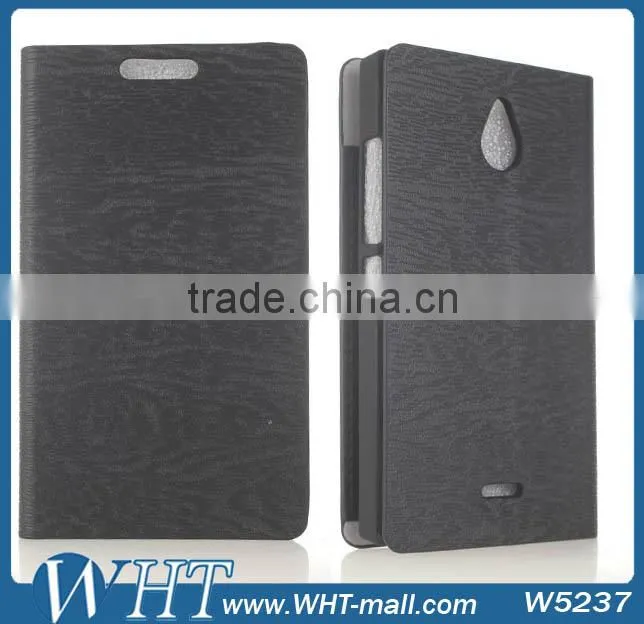 Mobile Phone Case For Nokia X2 Wooden Skin Leather Wallet Case