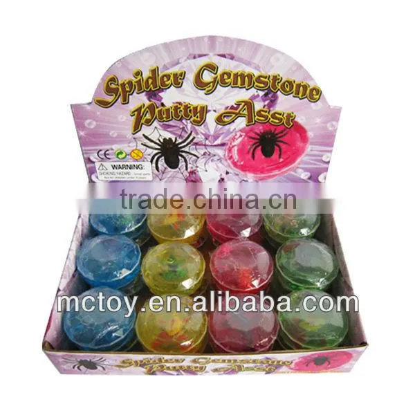 HOT Crystal diamond Gemstone Spider frog fish lizard insect red yellow blue green pink purple Putty slime toy