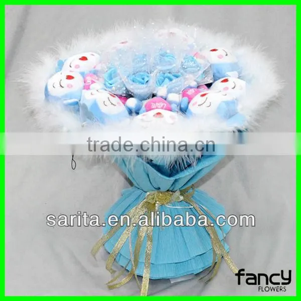 sweet love doll bouquet 9 pcs Ali 11 pcs blue rose artificial flowers creative gifts Valentines Present