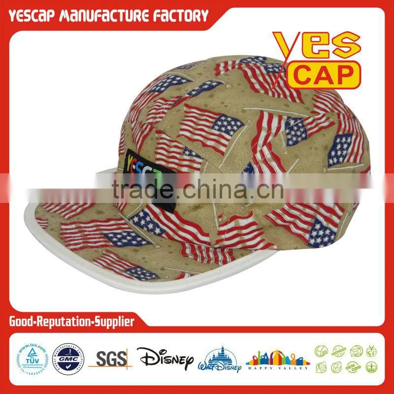2D/3D USA flag pictures 5 panel hat/ cap China manufactory