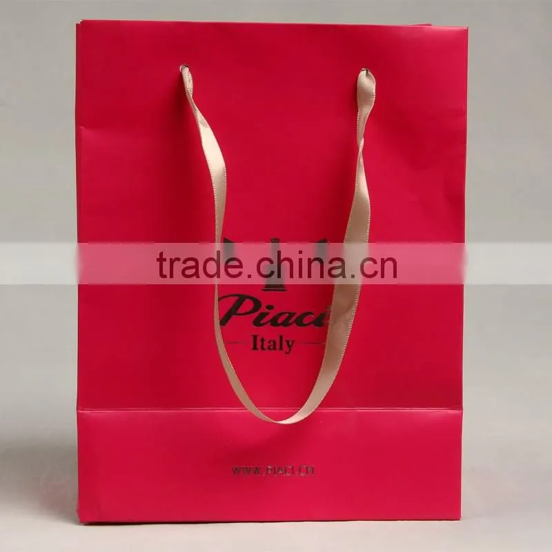 250gsm coated paper hand bag rose red paper bags for ornament