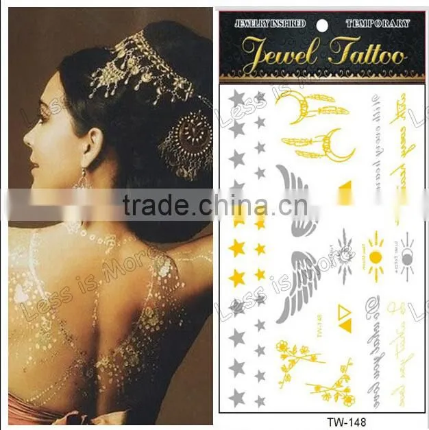 latest deisgns metalic temporary tattoos/metallic gold flash tatoos