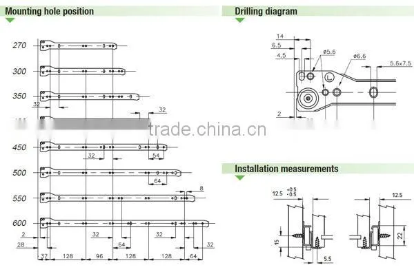 Jiangmen Shine-on DSE-103 fgv furniture hardware drawer slide