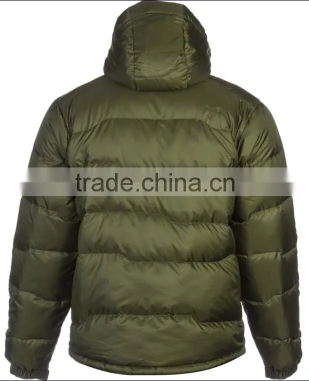 khaki 80/20 feather hooded down jacket for men