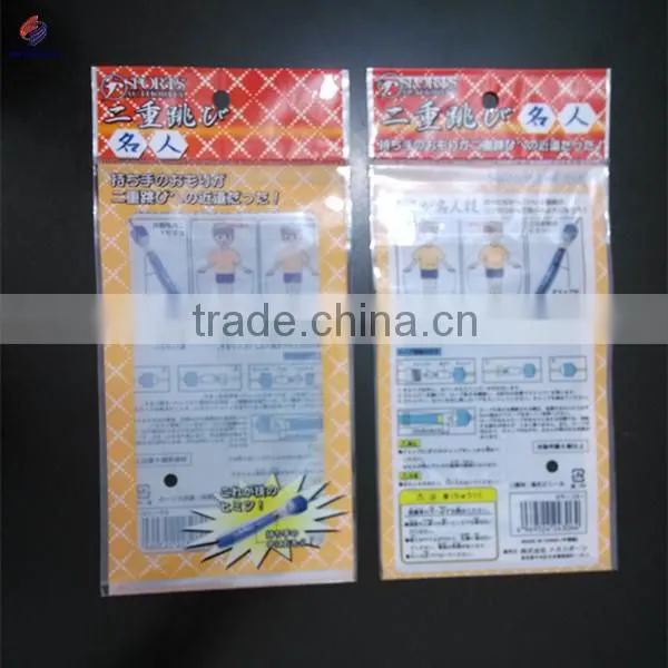 Custom plastic opp printed header poly bag with self adhesive tape and round hole