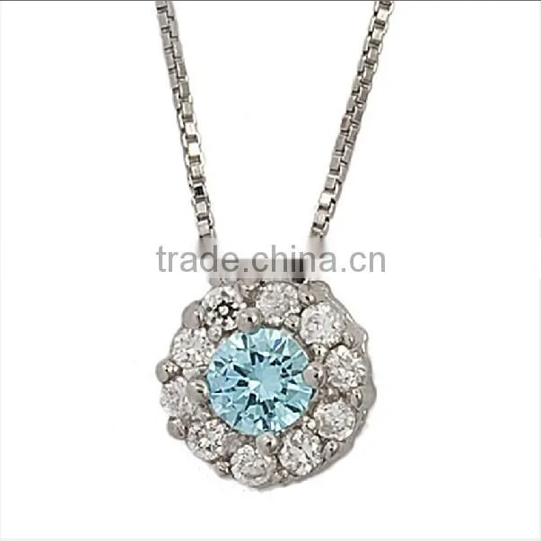 Fashion neckless jewelry, 925 sterling silver big green stone necklace