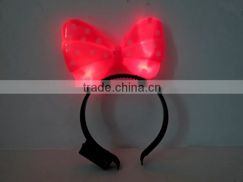 Nice kid bowknot hairpin plastic light led toy