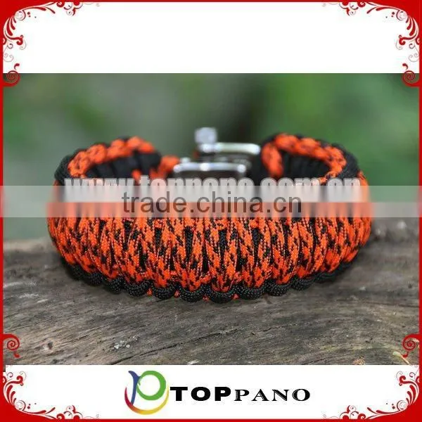 fashion design colorful alloy paracord survival bracelet with good durable