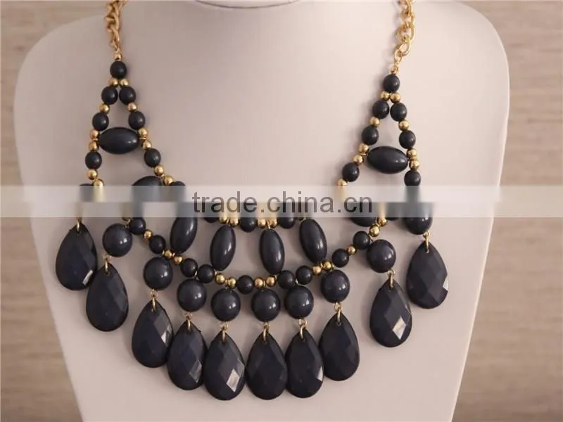 Fashion dark color acrylic beads necklace women necklace jewelry