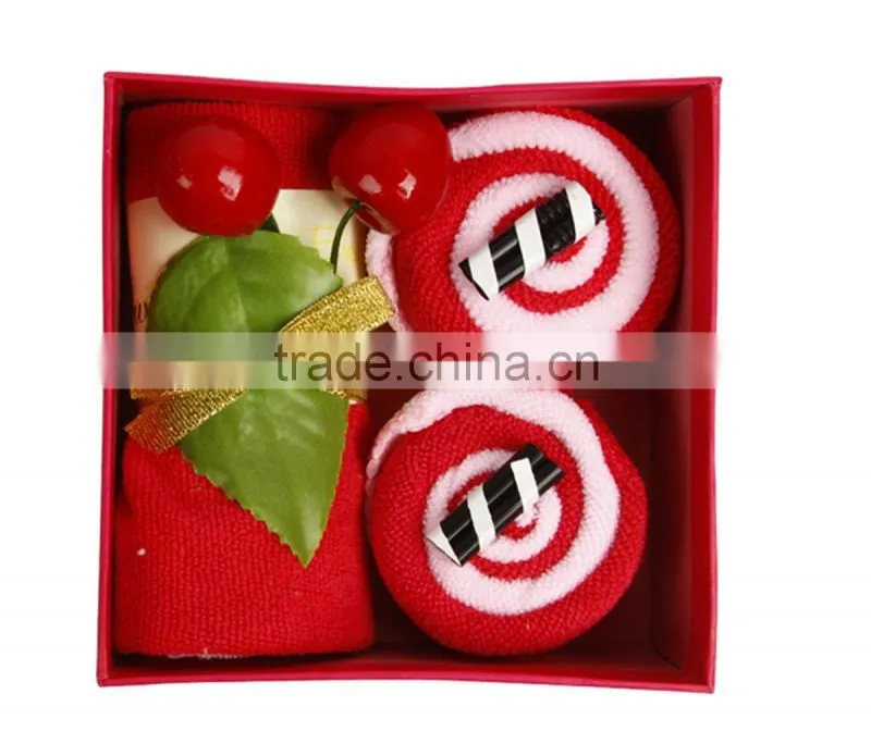 2014 new design lovely promotion 100% cotton cake gift towel sets in box pack