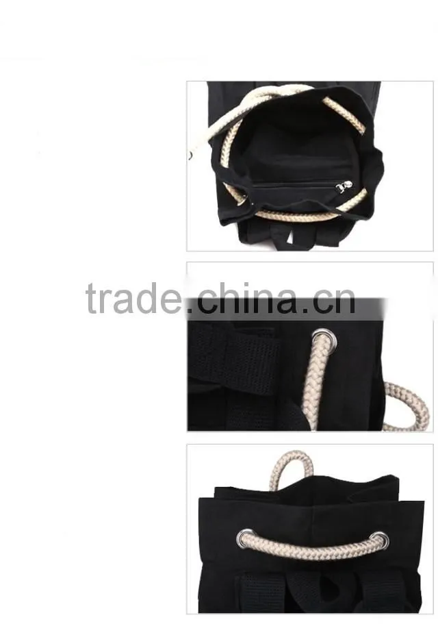 Unisex Backpack Schoolbag Canvas Travel Backpack Drawstring Bag Large