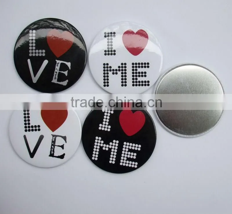 cute mini round tin magnets for fridge, metal magnet button badge