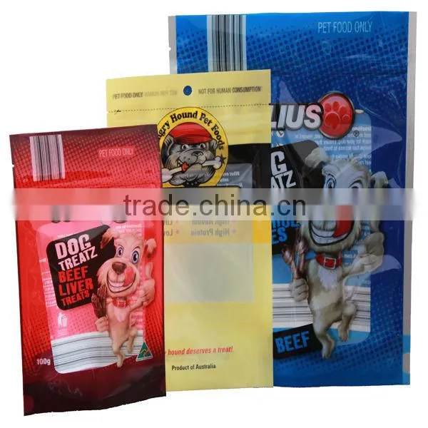 Stand up plastic pet food bag with slider zipper