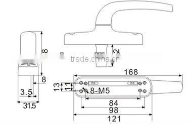 Aluminum Alloy Window and Door External Window Handle 80118920 aluminum casement window handle door locks and handles