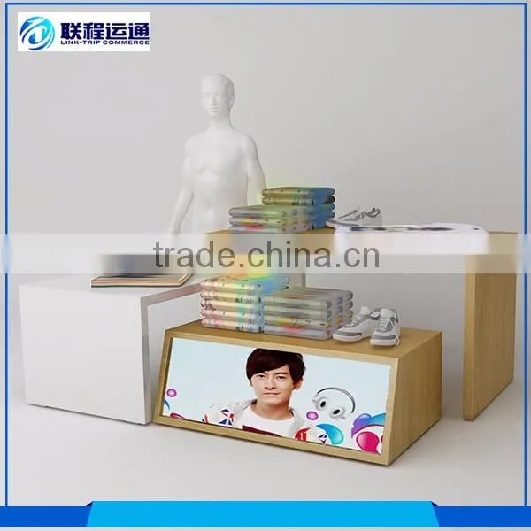 Shop clothes table sets display stand supermarket wooden shelf