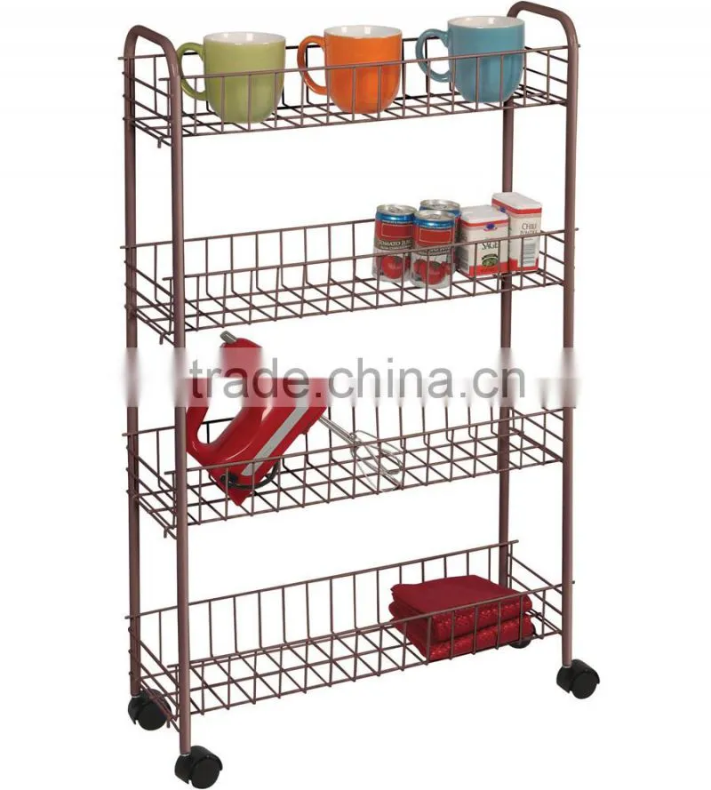 3-Tier White Epoxy Steel Laundry Cart With 4 Wheels for Home and Restaurant