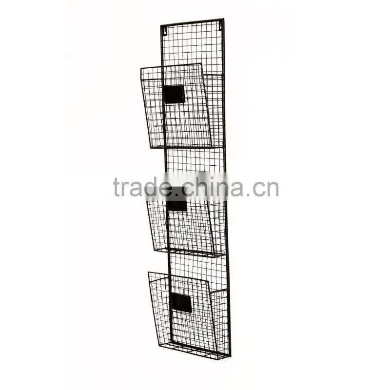 2 Tier Wall Mounted Metal Storage Baskets / Magazine Rack / File Organizer