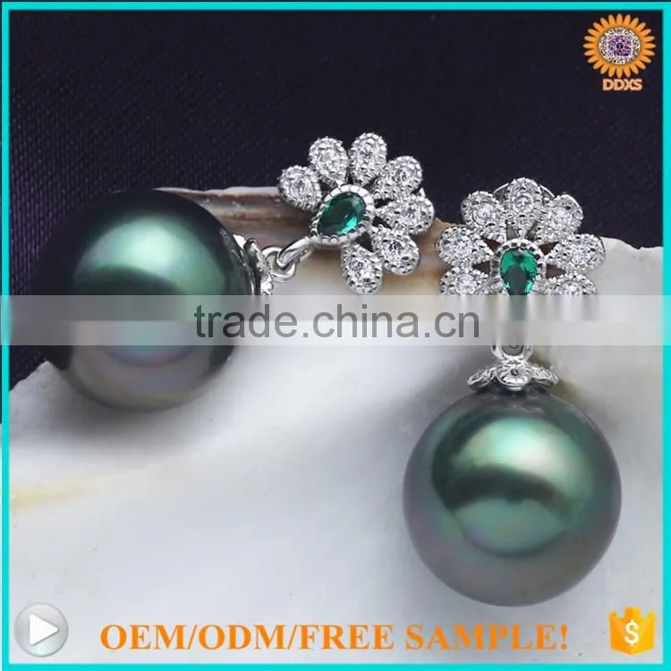 custom vogue jewelry south sea shell pearl silver earrings
