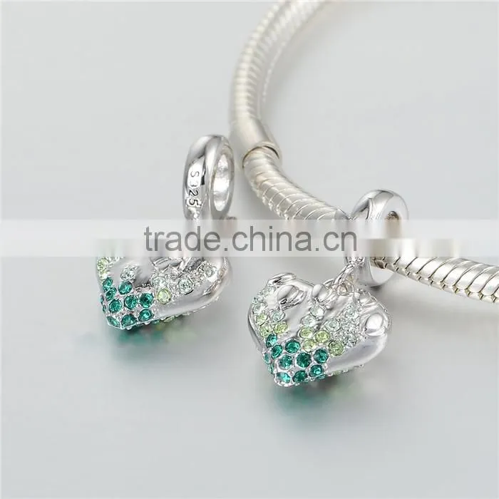 Fashionable Heart Shape Design Gemstone Charm Pendant Bracelet Jewelry