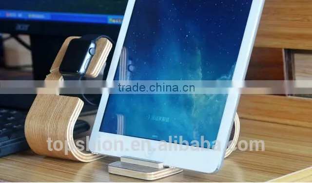 Wholesale for ipad iphone 6 wood stand charging stand holder multi-function, for apple watch wooden stand