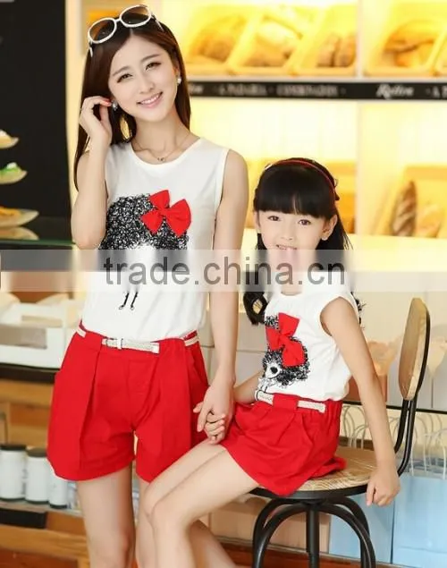 2015 Alibaba Hot Sale Mother Daughter Suit Factory Direct High Quality Sport Style Korean Family Clothing