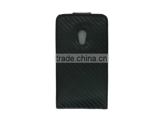 Flip Leather Case with Carbon Fiber for sony ericsson X10