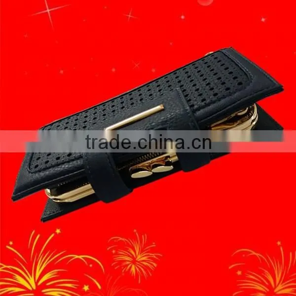 Newest arrival PU leather wallet with elastic strap and hinge design for woman