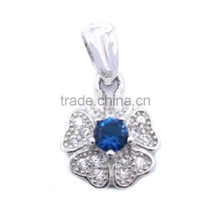 925 silver gemstone inlay flower pendant for girls