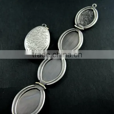 20x30mm antiqued silver plated brass bird flower engraved vintage style oval photo locket pendant charm DIY 1123013