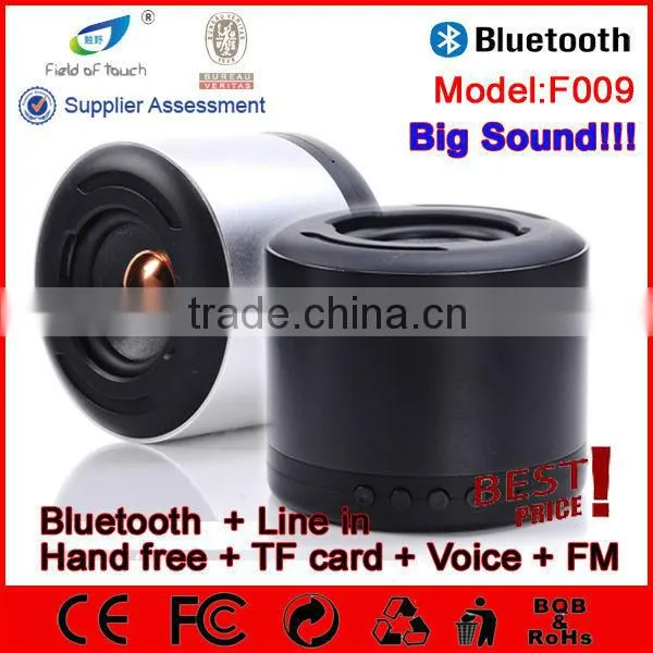 Model F009 Super bass Metal Mini Speaker Bluetooth with Strong Vibration TF Card FM Radio