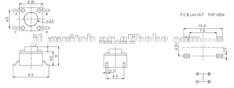 6*6 Tact Switchs ts-1102-smd