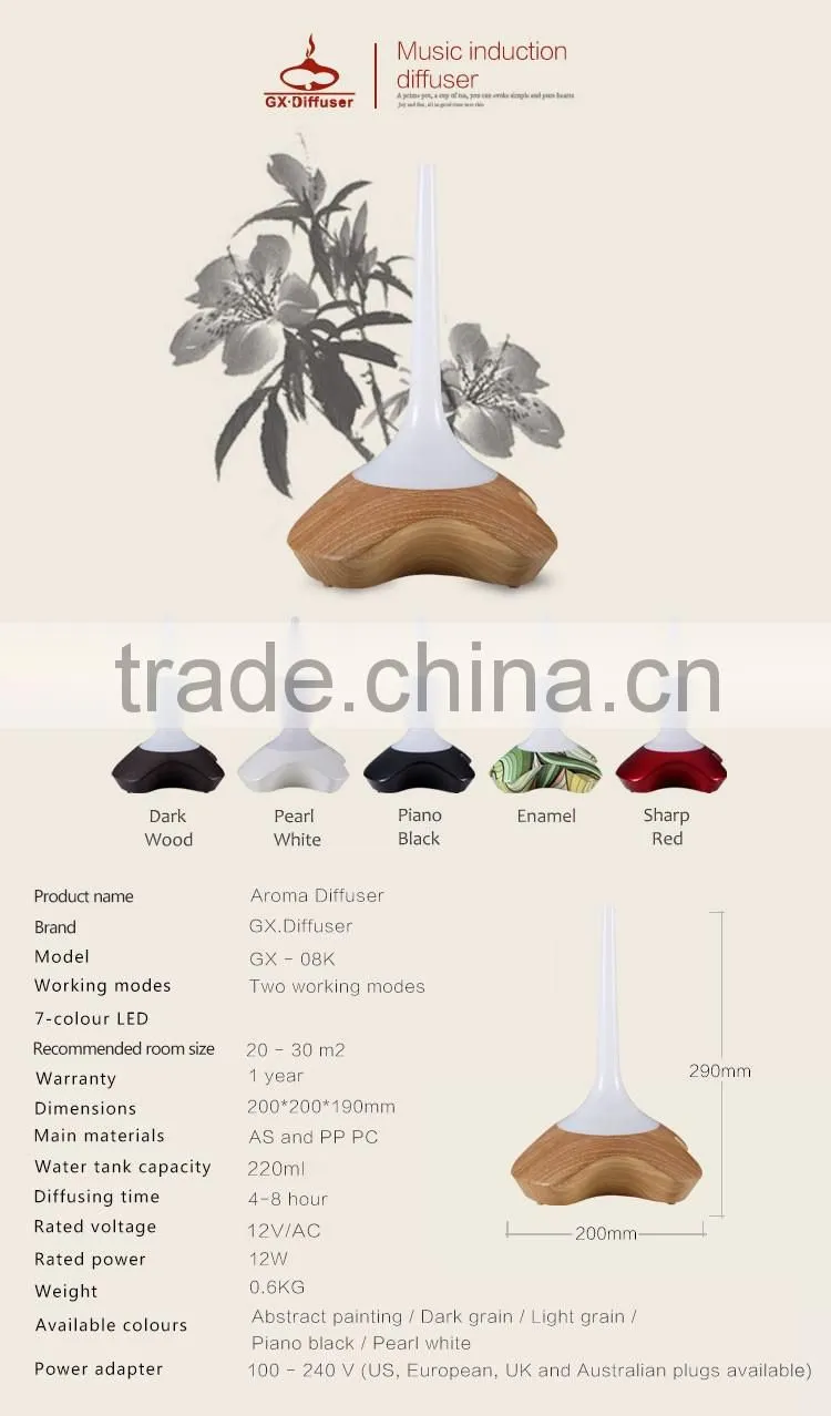 Ultrasonic Aromatherapy Essential Oil Diffuser with 7 Color Changing LED Lamps and Mist Mode Adjustment Waterless Auto Shut-off